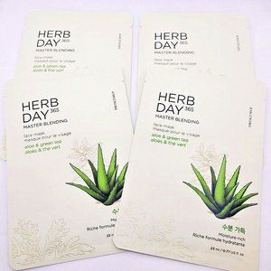 Lot of 4 THE FACE SHOP Herb Day 365 Master Blending Face Mask Aloe & Gre…